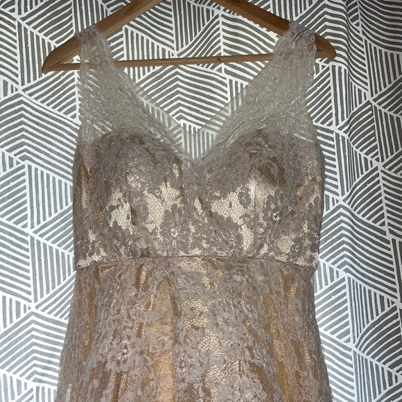 Lightinthebox Champagne  & Lace Sleeveless Tea Length A Line Formal Dress - Picture 4 of 16